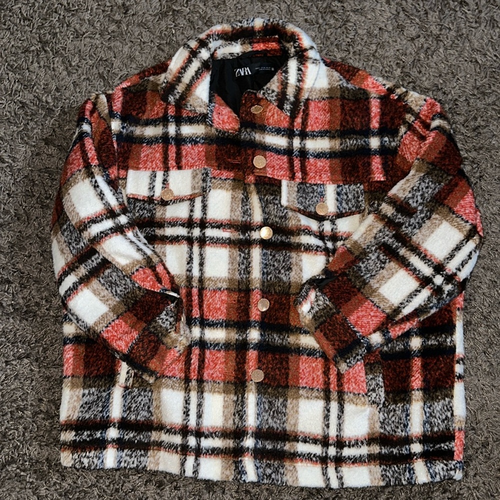 ZARA Wool Blend Waffle Knit Overshirt